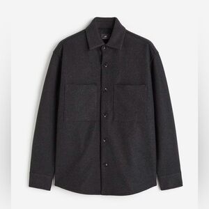 NWOT H&M Dark Grey Flannel like Shirt Jacket front chest Pockets small oversized